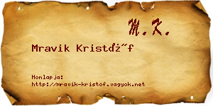 Mravik Kristóf névjegykártya